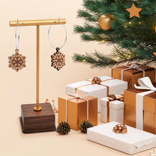 Load image into Gallery viewer, Natural Wood Snowflake Hoop Earrings
