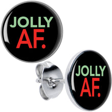 Load image into Gallery viewer, Jolly AF Festive Holiday Christmas Stud Earrings by Onyx O
