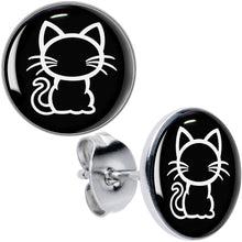 将图片加载到图库查看器，Black and White Kitty Cat Stud Earrings by Onyx O
