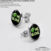 Load image into Gallery viewer, Black Green Leaf Me Alone Stud Earrings by Onyx O
