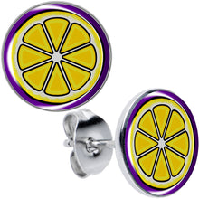 Load image into Gallery viewer, Yellow Slice of Lemon Stud Earrings by Onyx O
