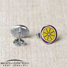 Load image into Gallery viewer, Yellow Slice of Lemon Stud Earrings by Onyx O
