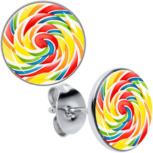 Load image into Gallery viewer, Rainbow Swirl Lollipop Stud Earrings by Onyx O

