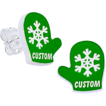 Load image into Gallery viewer, Custom Holiday Mittens Personalized Stud Earrings
