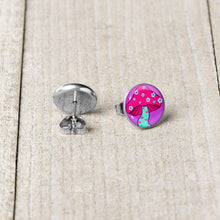 Load image into Gallery viewer, Funky Floral Mushroom Stud Earrings by Onyx O
