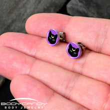 Load image into Gallery viewer, Black Mystic Kitty Cat Stud Earrings by Onyx O
