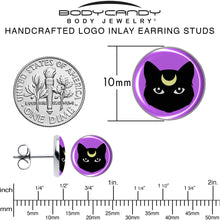 Load image into Gallery viewer, Black Mystic Kitty Cat Stud Earrings by Onyx O
