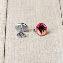 Load image into Gallery viewer, Red Sunset Palm Tree Stud Earrings by Onyx O
