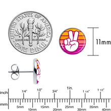 Load image into Gallery viewer, Retro Stripes Peace Sign Fingers Stud Earrings by Onyx O
