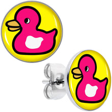 Load image into Gallery viewer, Pink Ducky Stud Earrings by Onyx O

