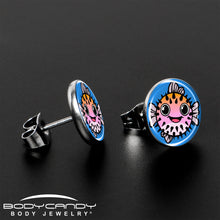 Load image into Gallery viewer, Swimming Pink Pufferfish Stud Earrings by Onyx O
