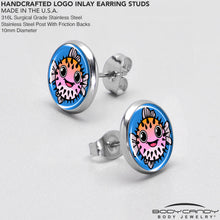 Load image into Gallery viewer, Swimming Pink Pufferfish Stud Earrings by Onyx O
