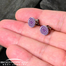 Load image into Gallery viewer, Purple Retro Heart Stud Earrings by Onyx O
