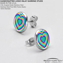Load image into Gallery viewer, Rainbow Retro Heart Stud Earrings by Onyx O
