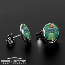 Load image into Gallery viewer, Reverse Alien UFO Abduction Stud Earrings by Onyx O
