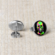 Load image into Gallery viewer, Ultra Bright Melting Skull Stud Earrings by Onyx O
