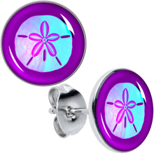 Load image into Gallery viewer, Purple Nautical Sand Dollar Stud Earrings by Onyx O
