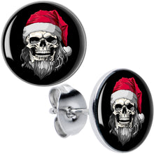 Load image into Gallery viewer, Holiday Skeleton Santa Claus Stud Earrings by Onyx O
