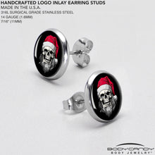 Load image into Gallery viewer, Holiday Skeleton Santa Claus Stud Earrings by Onyx O
