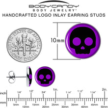 Load image into Gallery viewer, Purple Black Simple Skull Stud Earrings by Onyx O
