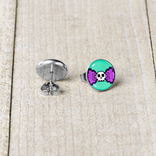 Load image into Gallery viewer, Retro Pixel Skull Stud Earrings by Onyx O
