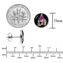 Load image into Gallery viewer, Burning Skull Candle Stud Earrings by Onyx O
