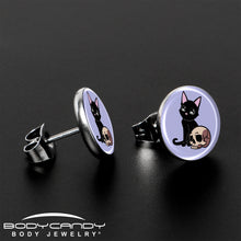Load image into Gallery viewer, Skull Cat Stud Earrings by Onyx O
