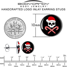 Load image into Gallery viewer, Santa Pirate Candy Cane Skull Stud Earrings by Onyx O
