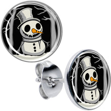 Load image into Gallery viewer, Christmas Holiday Spooky Snowman Stud Earrings by Onyx O
