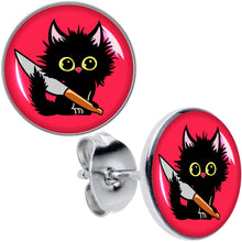 Load image into Gallery viewer, Stabby Cat Stud Earrings by Onyx O
