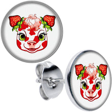 将图片加载到图库查看器，Stawberry Cow Stud Earrings by Onyx O
