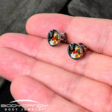 Load image into Gallery viewer, Colorful Trippy Cat Stud Earrings by Onyx O
