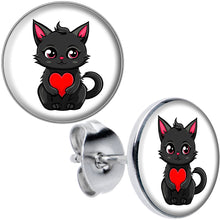 将图片加载到图库查看器，Valentine Cat Stud Earrings by Onyx O
