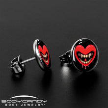 Load image into Gallery viewer, Valentine Heart Vampire Stud Earrings
