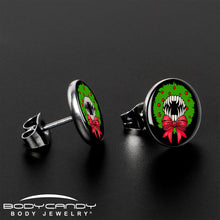 Load image into Gallery viewer, Holiday Vampire Wreath Stud Earrings by Onyx O
