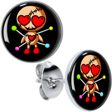 Load image into Gallery viewer, Valentine Heart Voodoo Doll Stud Earrings
