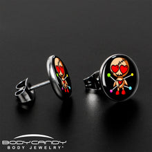 Load image into Gallery viewer, Valentine Heart Voodoo Doll Stud Earrings
