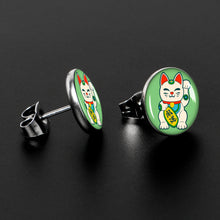 Load image into Gallery viewer, Waving Cat Stud Earrings by Onyx O
