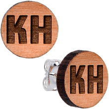 Load image into Gallery viewer, Custom No 2 Earrings Wood Initial Personalized Stud Earrings
