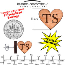 Load image into Gallery viewer, Custom No 1 Earrings Wood Initial Heart Personalized Stud Earrings
