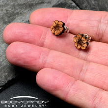Load image into Gallery viewer, Natural Maple Wood Spring Flowers Stud Earrings
