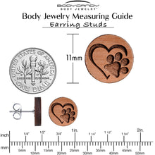 将图片加载到图库查看器，Natural Maple Wood Heart Paw Print Stud Earrings
