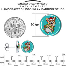 Load image into Gallery viewer, Christmas Holiday Lights Corgi Dog Stud Earrings by Onyx O
