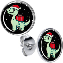 Load image into Gallery viewer, Christmas Holiday Dinosaur Stud Earrings by Onyx O
