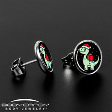 Load image into Gallery viewer, Christmas Holiday Dinosaur Stud Earrings by Onyx O
