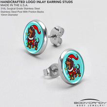 Load image into Gallery viewer, Christmas Holiday Weiner Dog Stud Earrings by Onyx O

