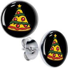 Load image into Gallery viewer, Christmas Holiday Pizza Tree Stud Earrings by Onyx O
