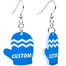 将图片加载到图库查看器，Custom Holiday Mittens Personalized Dangle Earrings
