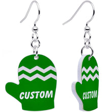 将图片加载到图库查看器，Custom Holiday Mittens Personalized Dangle Earrings
