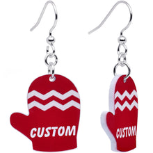 将图片加载到图库查看器，Custom Holiday Mittens Personalized Dangle Earrings

